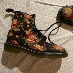 Floral Canvas Dr. Martens Boots. Size 9.